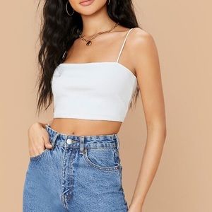SHEIN White Solid Color Cami Crop Top